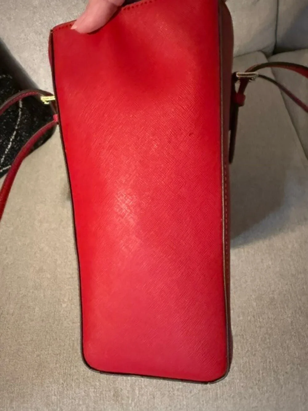 Michael Kors Red Leather Tote Handbag Double Strap Shoulder Bag